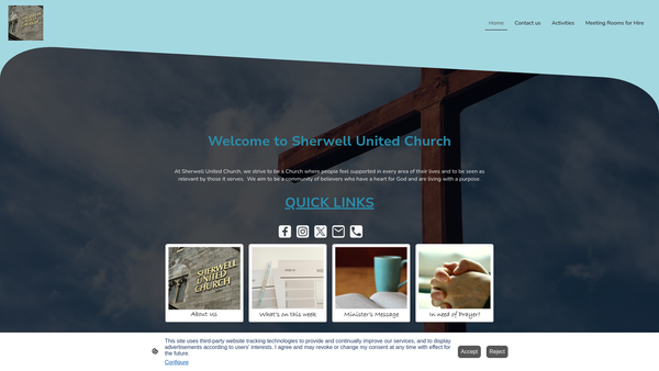 Screenshot of the Sherwell United Church website