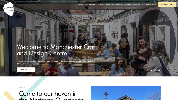Screenshot of the Manchester Craft & Design website