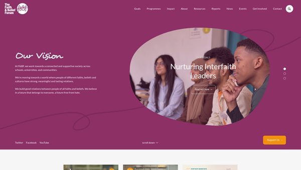 Screenshot of the The Faith & Belief Forum website