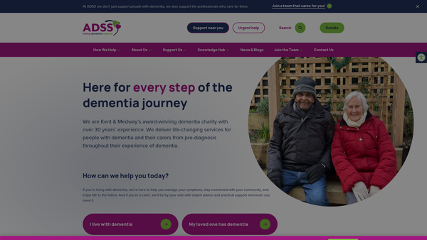 Screenshot of the Alzheimer's & Dementia Support Services website