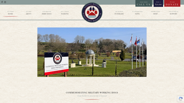 Screenshot of the National Military Working Dog Memorial UK website