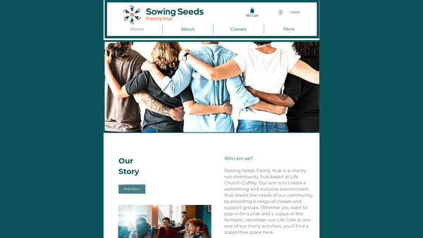 Screenshot of the Sowing Seeds Family Hub website