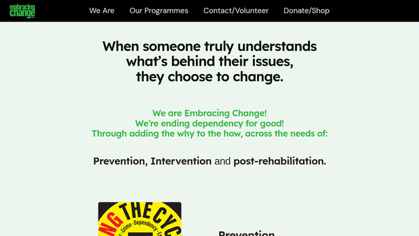 Screenshot of the Embracing Change website