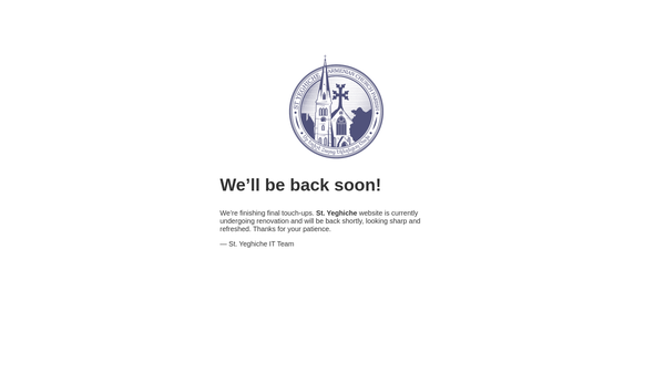 Screenshot of the St Yeghiche Armenian Church Parish Ltd website