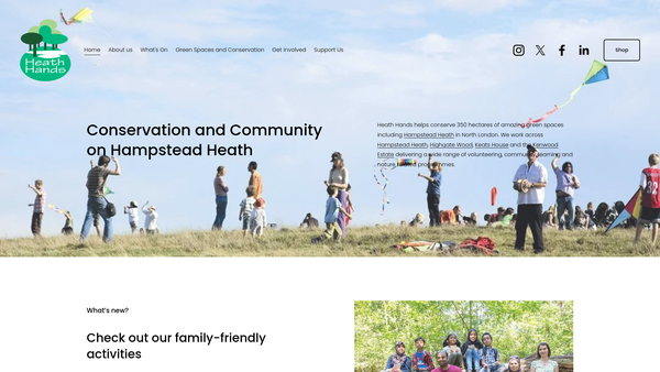 Screenshot of the Heath Hands website