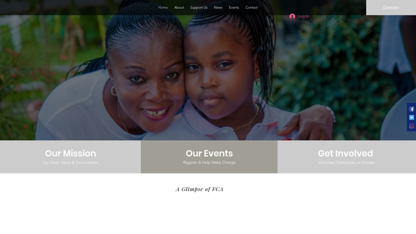 Screenshot of the Family Connection Association website