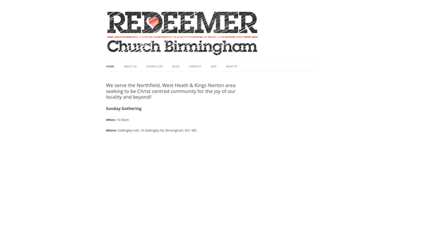 Screenshot of the Redeemer Church Birmingham website