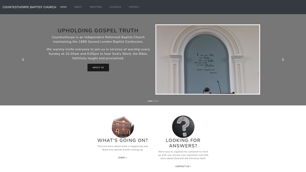 Screenshot of the Countesthorpe Baptist Church website