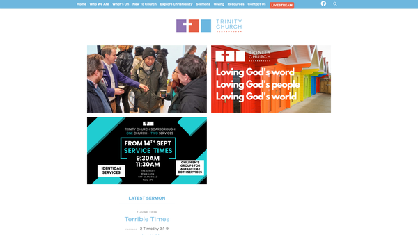 Screenshot of the Trinity Church Scarborough website