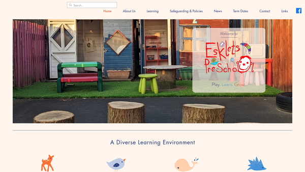 Screenshot of the Esklets Preschool website