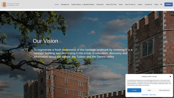 Screenshot of the The Archbishop's Palace Conservation Trust website