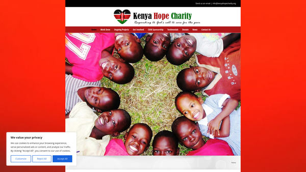 Screenshot of the Kenya Hope Charity website