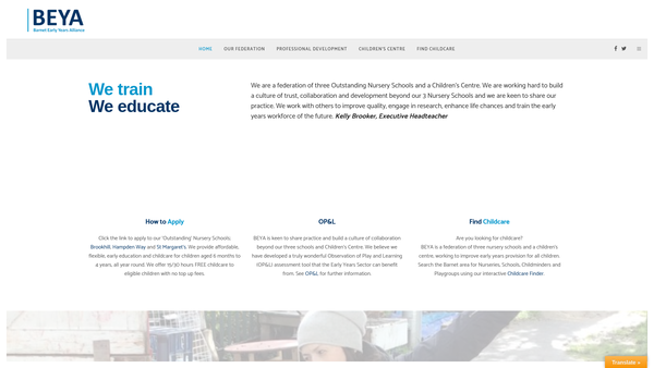Screenshot of the Friends Of Barnet Early Years Alliance website