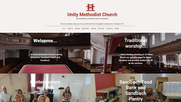 Screenshot of the Unity Methodist Church website
