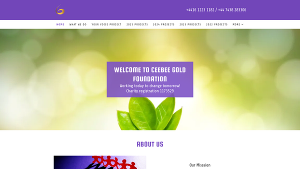 Screenshot of the Ceebee Gold Foundation website
