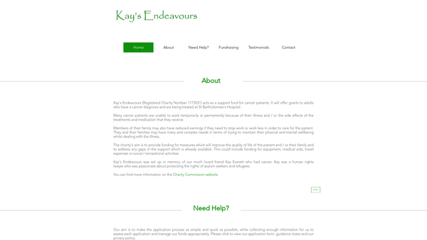 Screenshot of the Kay's Endeavours website