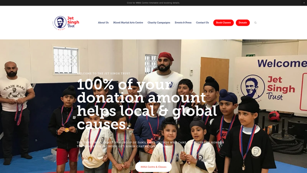 Screenshot of the Jet Singh Trust website