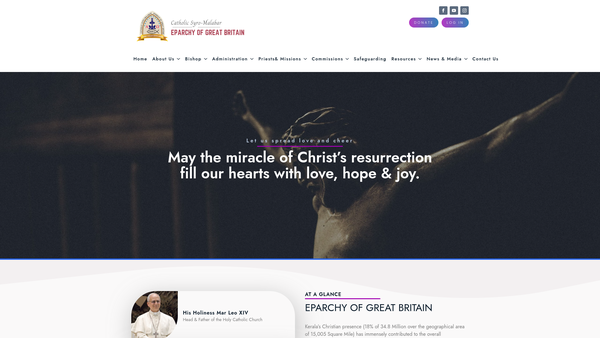 Screenshot of the Catholic Syro - Malabar Eparchy Of Great Britain website