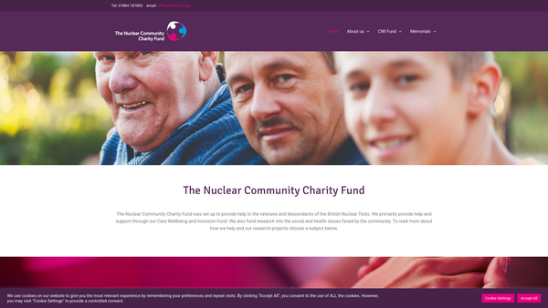 Screenshot of the Nuclear Community Charity Fund website