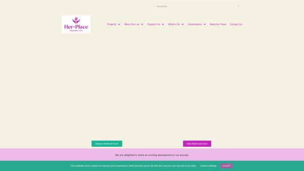 Screenshot of the Her-Place Charitable Trust website