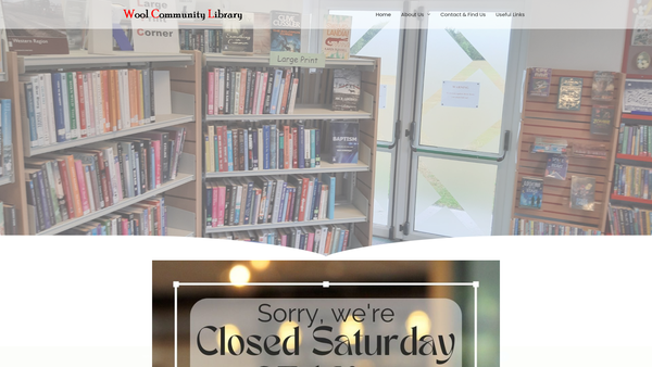 Screenshot of the Friends Of Wool Library website