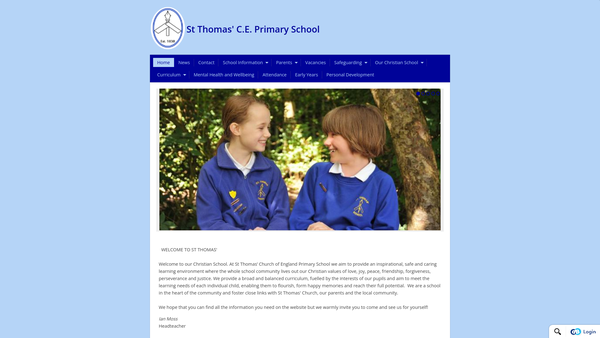 Screenshot of the St Thomas CE Primary Pfta website