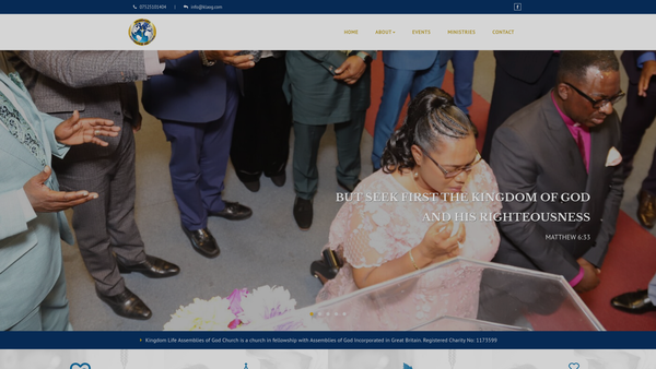 Screenshot of the Kingdom Life Assemblies Of God Church website