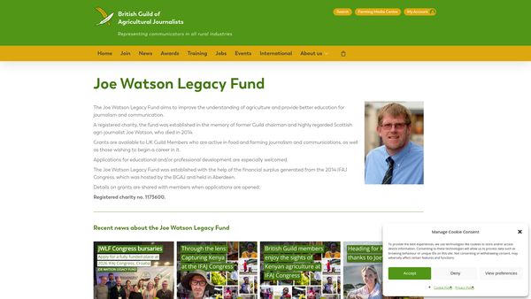 Screenshot of the The Joe Watson Legacy Fund website