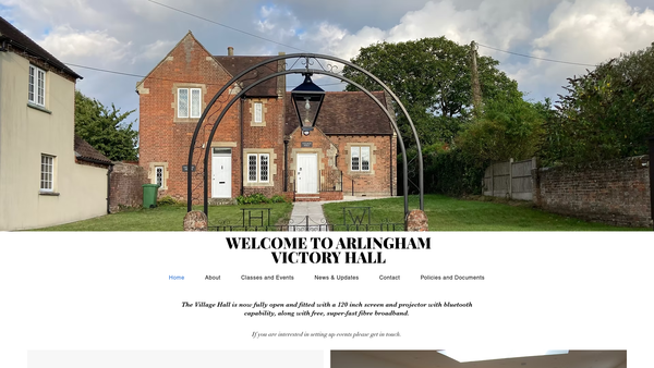 Screenshot of the Arlingham Victory Hall website