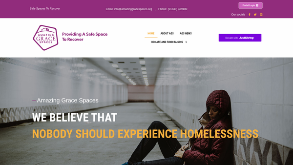 Screenshot of the Amazing Grace Spaces website