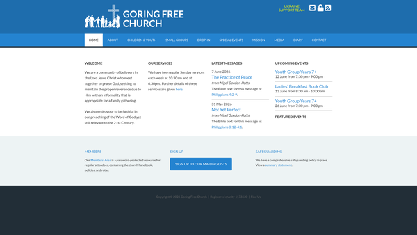 Screenshot of the Goring Free Church CIO website