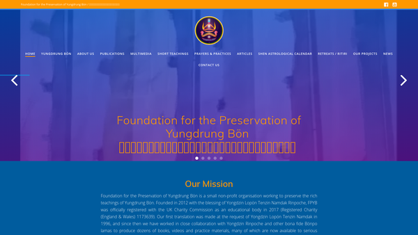 Screenshot of the Foundation For The Preservation Of Yungdrung Bon website