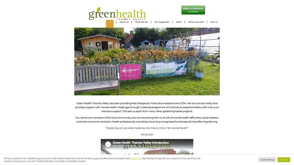 Screenshot of the Green Health Thames Valley website