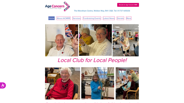 Screenshot of the Age Concern Voluntary Association For The Elderly Merstham, Redhill And Reigate website