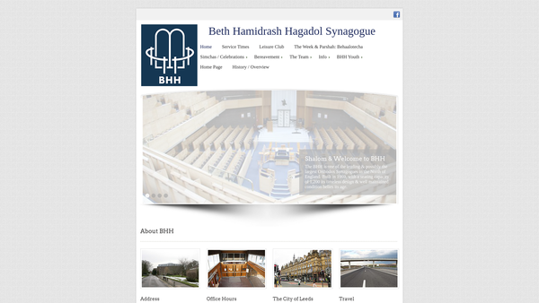 Screenshot of the Beth Hamidrash Hagadol Synagogue Leeds website