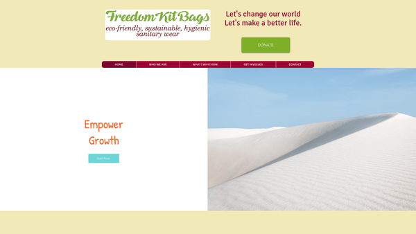 Screenshot of the Freedom Kit Bags website