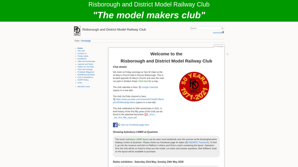 Screenshot of the Risborough & District Model Railway Club website