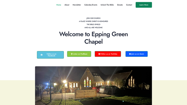Screenshot of the Epping Green Chapel website