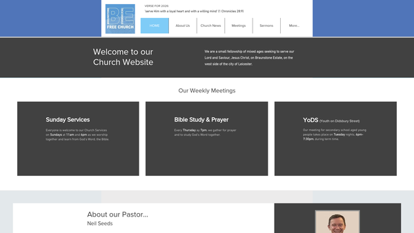 Screenshot of the Braunstone Evangelical Free Church website