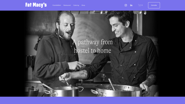 Screenshot of the Fat Macy's Foundation website
