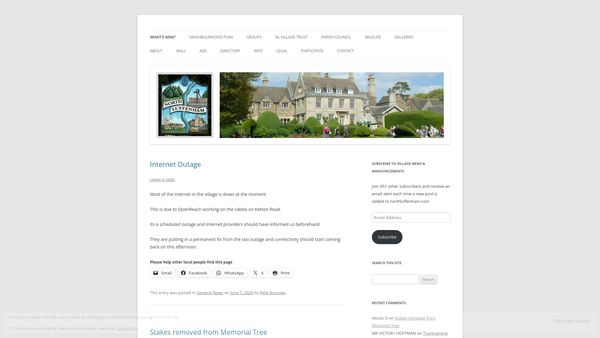 Screenshot of the North Luffenham Field Gardens website