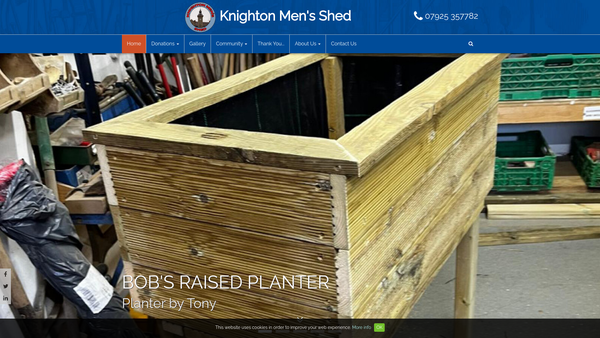 Screenshot of the Knighton Mens Shed website