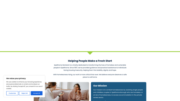 Screenshot of the Spelthorne Rentstart website