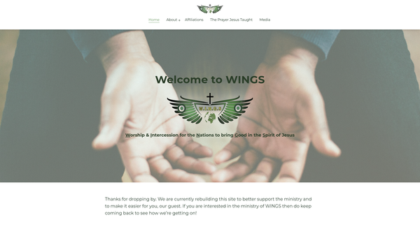 Screenshot of the Wings Prayer House website