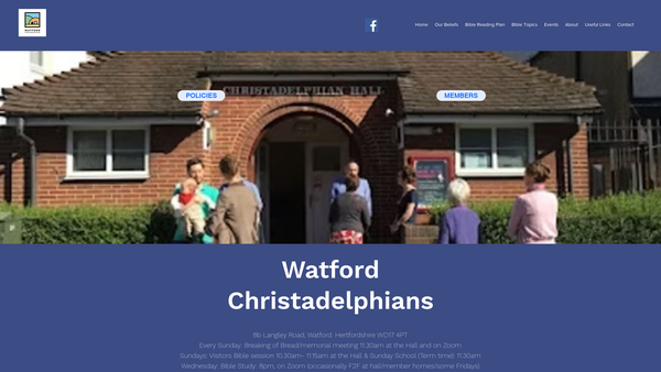 Screenshot of the Watford Christadelphian Ecclesia website