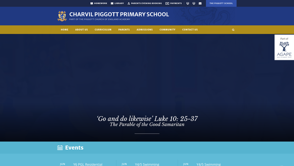 Screenshot of the Charvil Piggott School Association website
