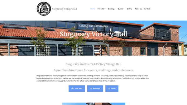 Screenshot of the Stogursey And District Victory Hall Committee website