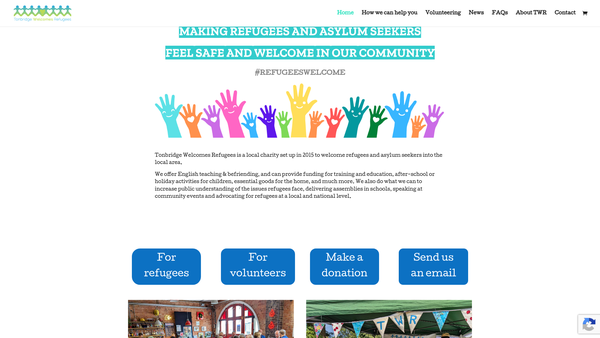 Screenshot of the Tonbridge Welcomes Refugees website