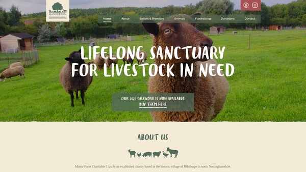 Screenshot of the Manor Farm Charitable Trust website