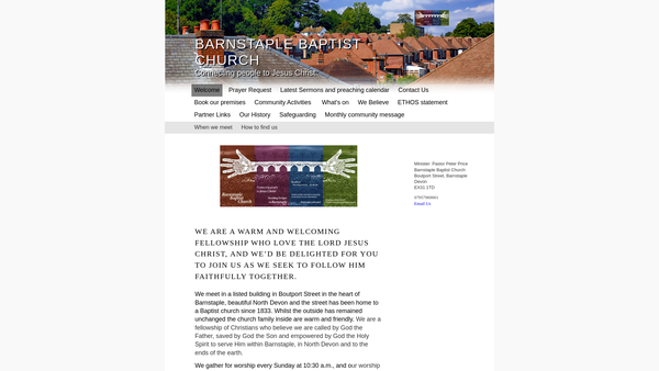 Screenshot of the Barnstaple Baptist Church website